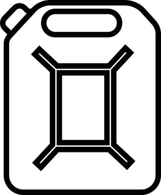 Jerrycan, transparan arkaplanda izole edilmiş çizgi biçiminde bir kutu simgesi. Benzin, benzin, yakıt ya da yağ kutusu sembolü. uygulamalar için siyah dizel plastik boş su kabı vektörü, web sitesi