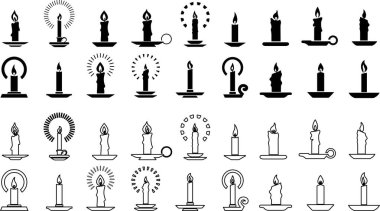 Candle in holder simgesi düz çizgi halinde. Şeffaf arka planda izole edilmiş Paskalya mevsiminin sembolü şamdanlarda mum yakan mumlar uygulamalar ve internet için alev vektörleri.