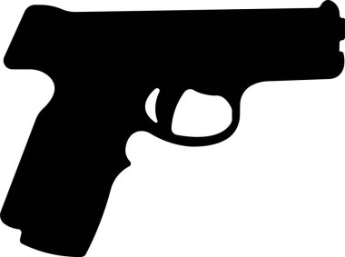 Ordudan ve savaştan yeni çıkmış silah ikonu, şeffaf bir arkaplanda izole edilmiş. Uygulamalar ve web sitesi için sembol vektörü. Silah, tüfek, Vahşi Batı konsepti için tabanca, polis memuru mühimmatı veya askeri silah.