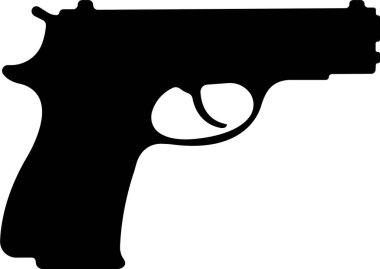 Ordudan ve savaştan yeni çıkmış silah ikonu, şeffaf bir arkaplanda izole edilmiş. Uygulamalar ve web sitesi için sembol vektörü. Silah, tüfek, Vahşi Batı konsepti için tabanca, polis memuru mühimmatı veya askeri silah.