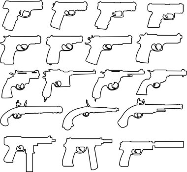 Ordudan ve savaştan kalma silah simgesi şeffaf bir arkaplanda izole edilmiş. Uygulamalar ve web sitesi için sembol vektörü. silah, tüfek, tabanca konsepti, polis memuru mühimmatı veya askeri silah.
