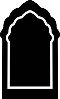 Arapça kemer çerçeve simgesi düz. Pencereler, kapılar, pankartlar, sosyal medya, poster çerçeveleri ve sınırlar için şeffaf arkaplan, uygulamalar veya web geometrik formu için soyut vektör tasarımı üzerinde izole,