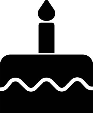 Web sitesi ve mobil uygulama için düz stil vektörü olarak pasta simgesi. Şeffaf arkaplan kesme işareti ve sembolü üzerinde mum bulunan doğum günü pastası tasarımınız için.