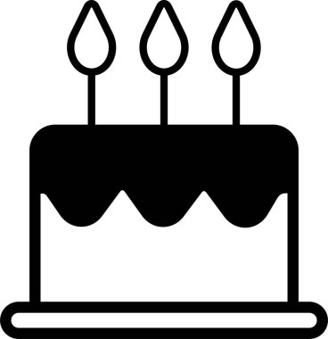 Web sitesi ve mobil uygulama için düz çizgi biçiminde pasta simgesi. Şeffaf arkaplan kesme işareti ve sembolü üzerinde mum bulunan doğum günü pastası tasarımınız için.