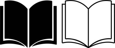 Düz çizgi içinde açık, kapalı siyah simge. Saydam arkaplan edebiyatı, yayınevi, kütüphane resimli resim koleksiyonu. Okuma festivali, kulüp logoları. uygulamalar veya web için vektör