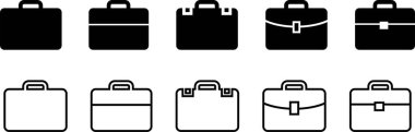 Evrak çantası simgesi düz çizgi halinde. Çanta, portföy sembolü. İş evrak çantası simgesi, şeffaf arkaplanda izole edilmiş uygulamalar veya web sitesi için bavul taşıyıcısı paketlemek için Evrak Çantası simgesi simgesi tasarımı.