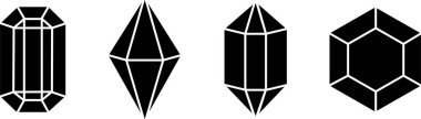 Düz sette elmas simgesi. Saydam arkaplanda izole edilmiş farklı şekiller, uygulamalar veya web sitesi için işaret ve sembol grafik vektör tasarımı, soyut mücevher kristalleri logo formları