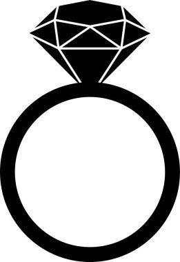 Düz elmas yüzük ikonu. Parlayan Düğün Nişanı yüzüğü Gemstone ya da mücevher ikonu. Uygulamalar ve web siteleri için mücevher sembolü vektörü şeffaf arkaplanda izole edilmiş parlak altın