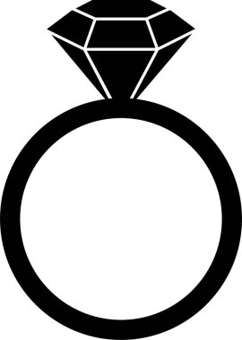 Düz elmas yüzük ikonu. Parlayan Düğün Nişanı yüzüğü Gemstone ya da mücevher ikonu. Uygulamalar ve web siteleri için mücevher sembolü vektörü şeffaf arkaplanda izole edilmiş parlak altın