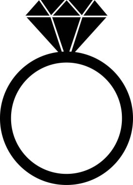 Düz elmas yüzük ikonu. Parlayan Düğün Nişanı yüzüğü Gemstone ya da mücevher ikonu. Uygulamalar ve web siteleri için mücevher sembolü vektörü şeffaf arkaplanda izole edilmiş parlak altın