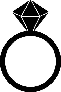 Düz elmas yüzük ikonu. Parlayan Düğün Nişanı yüzüğü Gemstone ya da mücevher ikonu. Uygulamalar ve web siteleri için mücevher sembolü vektörü şeffaf arkaplanda izole edilmiş parlak altın