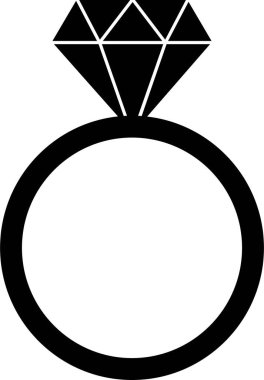 Düz elmas yüzük ikonu. Parlayan Düğün Nişanı yüzüğü Gemstone ya da mücevher ikonu. Uygulamalar ve web siteleri için mücevher sembolü vektörü şeffaf arkaplanda izole edilmiş parlak altın