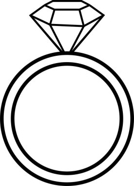 Elmas yüzük ikonu hizada. Parlayan Düğün Nişanı yüzüğü Gemstone ya da mücevher ikonu. Uygulamalar ve web siteleri için mücevher sembolü vektörü şeffaf arkaplanda izole edilmiş parlak altın