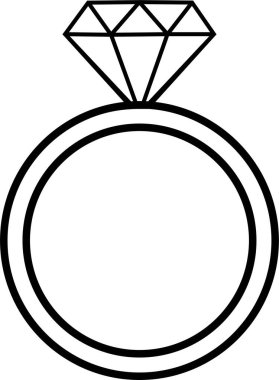 Elmas yüzük ikonu hizada. Parlayan Düğün Nişanı yüzüğü Gemstone ya da mücevher ikonu. Uygulamalar ve web siteleri için mücevher sembolü vektörü şeffaf arkaplanda izole edilmiş parlak altın