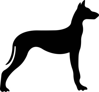 Düz stil köpek ikonu. Evcil hayvan, hayvan, kuyruk, havlama, mırıldanma, koruma, bekçi köpeği, rehber, flört, bakım, eğitim siyah köpek. Uygulamalar ya da web sitesi için vektör. Şeffaf arkaplanda izole