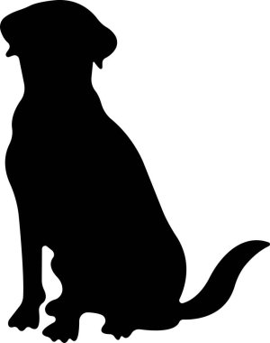 Düz stil köpek ikonu. Evcil hayvan, hayvan, kuyruk, havlama, mırıldanma, koruma, bekçi köpeği, rehber, flört, bakım, eğitim siyah köpek. Uygulamalar ya da web sitesi için vektör. Şeffaf arkaplanda izole