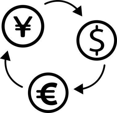 Para değiş tokuşu ikonu sırada. Şeffaf arkaplanda izole edilmiş. Dünya para birimi ikonu Euro, USD dolar, bitcoin, yen, pound, kripto para birimi. Para sembolü, uygulamalar veya web için para vektörü