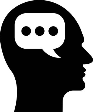 Düz bir şekilde insan beyni simgesi. Düşünme Durumu zihin süreci ve uygulamalar için iş çözümleri sembol vektörü veya ağ başı profili yapay zeka şeffaf arka planda izole