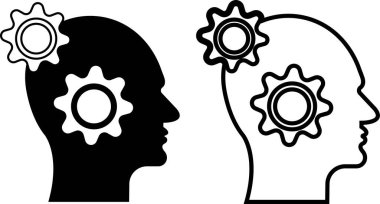 Düz çizgi şeklinde insan beyni ikonu. Düşünme Durumu zihin süreci ve uygulamalar için iş çözümleri sembol vektörü veya ağ başı profili yapay zeka şeffaf arka planda izole