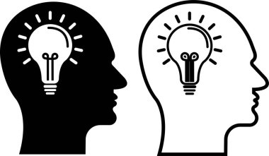 Düz çizgi şeklinde insan beyni ikonu. Düşünme Durumu zihin süreci ve uygulamalar için iş çözümleri sembol vektörü veya ağ başı profili yapay zeka şeffaf arka planda izole