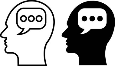 Düz çizgi şeklinde insan beyni ikonu. Düşünme Durumu zihin süreci ve uygulamalar için iş çözümleri sembol vektörü veya ağ başı profili yapay zeka şeffaf arka planda izole