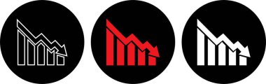 Düz sette grafik simgesi azalıyor. Uygulamalar veya İnternet Piyasası Çöküşü konsepti için işaret sembolü vektörü aşağı inen ok şeffaf arkaplanda izole edilmiş simge veya logoyu azaltır. Ekonomi Çizelgesi kavramı.