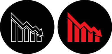 Düz sette grafik simgesi azalıyor. Uygulamalar veya İnternet Piyasası Çöküşü konsepti için işaret sembolü vektörü aşağı inen ok şeffaf arkaplanda izole edilmiş simge veya logoyu azaltır. Ekonomi Çizelgesi kavramı.