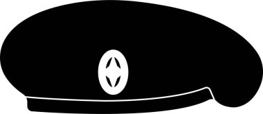 Askeri bere şapka ikonu dairede. Şeffaf arka planda izole edilmiş şapka ikonları, kaptan şapkası, polis şapkası, güneş gözlüğü, bere, kovboy, askeri şapka. Uygulamalar veya web sitesi için vektör