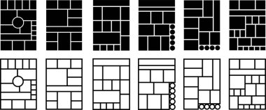 Düz çizgi üzerinde şablon çerçeve minimalist simgesi olan fotoğraf veya sunum kompozisyonları için kolaj. Uygulamalar ya da ağ için metod paneli ızgara vektörü. Fotoğraf albüm sayfası şeffaf arkaplanda izole edildi