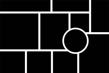 Düz çerçeve minimalist simgesi olan fotoğraf ya da sunum kompozisyonları için model kolajı. Uygulamalar ya da ağ için metod paneli ızgara vektörü. Fotoğraf albüm sayfası şeffaf arkaplanda izole edildi
