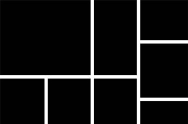 Düz çerçeve minimalist simgesi olan fotoğraf ya da sunum kompozisyonları için model kolajı. Uygulamalar ya da ağ için metod paneli ızgara vektörü. Fotoğraf albüm sayfası şeffaf arkaplanda izole edildi