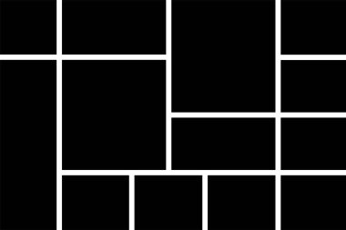 Düz çerçeve minimalist simgesi olan fotoğraf ya da sunum kompozisyonları için model kolajı. Uygulamalar ya da ağ için metod paneli ızgara vektörü. Fotoğraf albüm sayfası şeffaf arkaplanda izole edildi