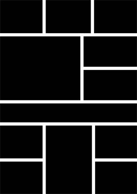 Düz çerçeve minimalist simgesi olan fotoğraf ya da sunum kompozisyonları için model kolajı. Uygulamalar ya da ağ için metod paneli ızgara vektörü. Fotoğraf albüm sayfası şeffaf arkaplanda izole edildi