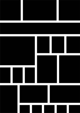 Düz çerçeve minimalist simgesi olan fotoğraf ya da sunum kompozisyonları için model kolajı. Uygulamalar ya da ağ için metod paneli ızgara vektörü. Fotoğraf albüm sayfası şeffaf arkaplanda izole edildi