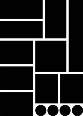 Düz çerçeve minimalist simgesi olan fotoğraf ya da sunum kompozisyonları için model kolajı. Uygulamalar ya da ağ için metod paneli ızgara vektörü. Fotoğraf albüm sayfası şeffaf arkaplanda izole edildi