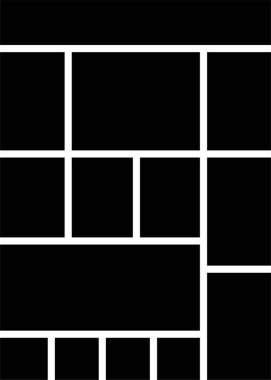 Düz çerçeve minimalist simgesi olan fotoğraf ya da sunum kompozisyonları için model kolajı. Uygulamalar ya da ağ için metod paneli ızgara vektörü. Fotoğraf albüm sayfası şeffaf arkaplanda izole edildi