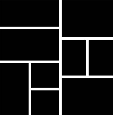 Düz çerçeve minimalist simgesi olan fotoğraf ya da sunum kompozisyonları için model kolajı. Uygulamalar ya da ağ için metod paneli ızgara vektörü. Fotoğraf albüm sayfası şeffaf arkaplanda izole edildi
