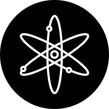 Atom simgesi düz. Uygulamalar veya ağ için molekül çekirdeği bilim vektör sembolü. Fizik nükleer araştırma işareti. Şeffaf arkaplanda elektron, proton veya nötron kimyası izole.