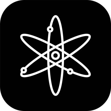 Atom simgesi düz. Uygulamalar veya ağ için molekül çekirdeği bilim vektör sembolü. Fizik nükleer araştırma işareti. Şeffaf arkaplanda elektron, proton veya nötron kimyası izole.