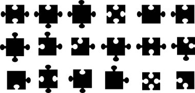 Uygulamalar veya web sitesi Eklentileri simgesi için düz set vektör işareti içerisindeki yapboz parçası simgesi. Şeffaf arkaplanda izole edilmiş parçayı çalmak için farklı stil yapboz parçaları kullanılır. Parçalı yapboz.