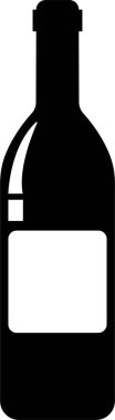 Şarap şişesi simgesi düz. Şeffaf arkaplanda izole edilmiş. Geleneksel cam şişe şeklindeki cam şişe, cam şişe, alkol, içki, uygulama konsepti, web sitesi.