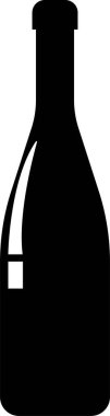 Şarap şişesi simgesi düz. Şeffaf arkaplanda izole edilmiş. Geleneksel cam şişe şeklindeki cam şişe, cam şişe, alkol, içki, uygulama konsepti, web sitesi.