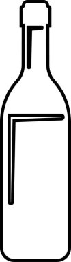 Şarap şişesi ikonu hizada. Şeffaf arkaplanda izole edilmiş. Geleneksel cam şişe şeklindeki cam şişe, cam şişe, alkol, içki, uygulama konsepti, web sitesi.