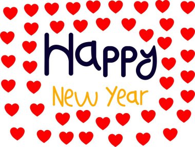 Uygulamalar için Mutlu Yeni Yıl Kaligrafi Vektörü veya Renkli El Çizimi ile İnternet Düz Metni Şeffaf Arka plan Kutlama Kartı Çerçevesi, Olay Davetiyesi Posteri