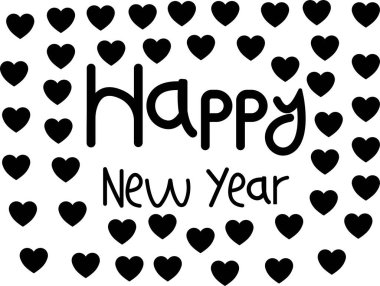 Uygulamalar için Mutlu Yeni Yıl Kaligrafi Vektörü veya Renkli El Çizimi ile İnternet Düz Metni Şeffaf Arka plan Kutlama Kartı Çerçevesi, Olay Davetiyesi Posteri