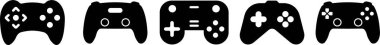 Oyun konsolu simgesi, uygulamalar veya web sitesi için vektör. Gamepad oyun denetleyicisi için tasarım, düz set içinde joystick simgesi. Şeffaf arkaplanda izole