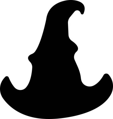 Sihirli Büyücü Cadı Şapkaları şeffaf bir arka planda izole edilmiş siyah bir cadı şapkası simgesini gösteriyor. Uygulamalar ve web siteleri için Cadılar Bayramı Vektör Tasarımı