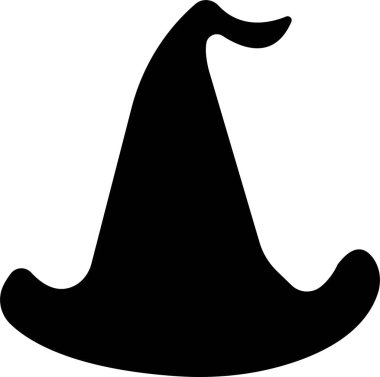 Sihirli Büyücü Cadı Şapkaları şeffaf bir arka planda izole edilmiş siyah bir cadı şapkası simgesini gösteriyor. Uygulamalar ve web siteleri için Cadılar Bayramı Vektör Tasarımı