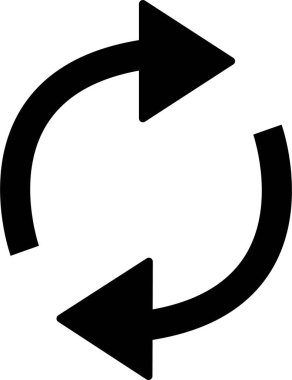 Uygulamalar veya web sitesi için simge vektörünü tazele. Geri dönüşüm, tekrarla ve simgeleri yeniden yükle düz ok dönüş çemberi dönüştürme düğmesi eşzamanlama güncelleme işareti şeffaf arkaplanda izole