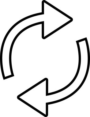 Uygulamalar veya web sitesi için simge vektörünü tazele. Geri dönüşüm, tekrar ve tekrar simge çizgi ok dönüş çemberi dönüştürme düğmesi eşzamanlama güncelleme işareti şeffaf arkaplanda izole